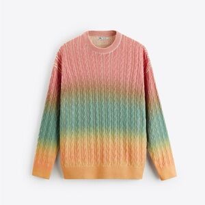 ZARA - Men’s Cable Knit Ombre Sweater Multicolor Size M New